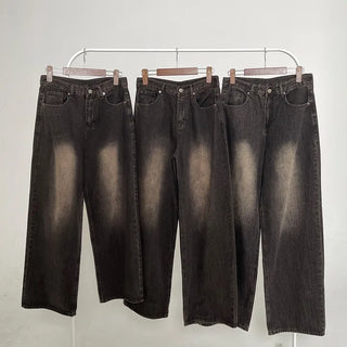 Anna Brown Washed Wide Denim