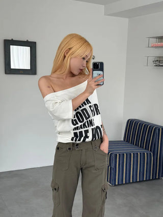 Casual Wide Button Pocket Basic Long Pants