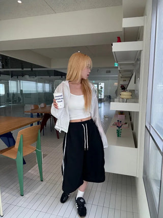Basic ribbed strap inner crop tank top