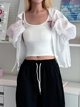 Basic ribbed strap inner crop tank top