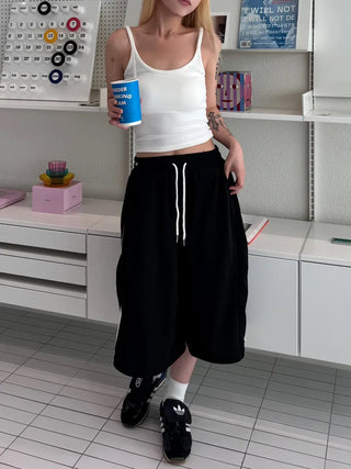 Basic ribbed strap inner crop tank top