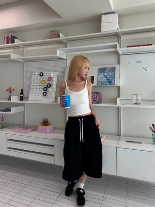Basic ribbed strap inner crop tank top