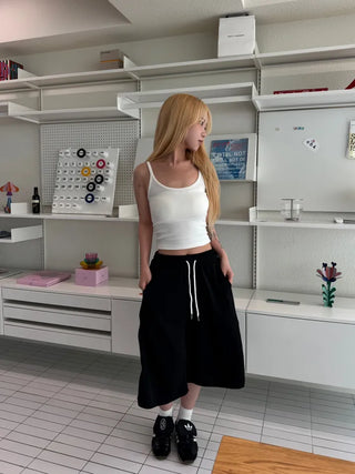 Basic ribbed strap inner crop tank top