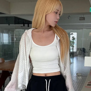 Basic ribbed strap inner crop tank top