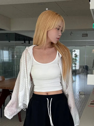 Basic ribbed strap inner crop tank top