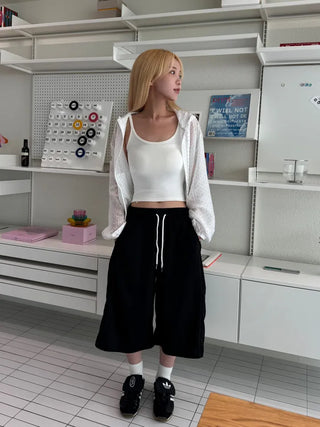 Basic ribbed strap inner crop tank top