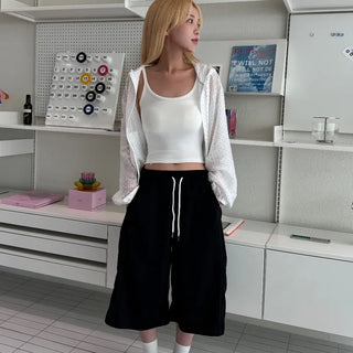 Basic ribbed strap inner crop tank top