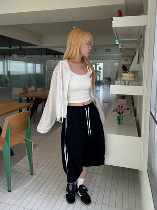 Basic ribbed strap inner crop tank top