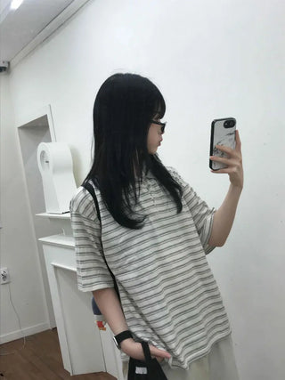 Striped Collared Loose Tee