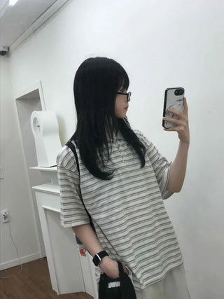 Striped Collared Loose Tee