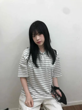 Striped Collared Loose Tee