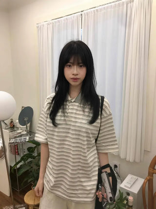 Striped Collared Loose Tee