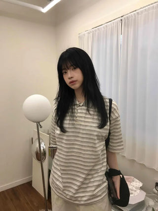 Striped Collared Loose Tee