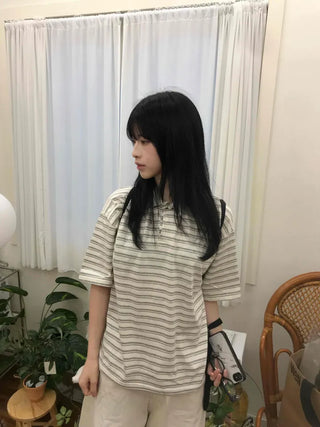Striped Collared Loose Tee