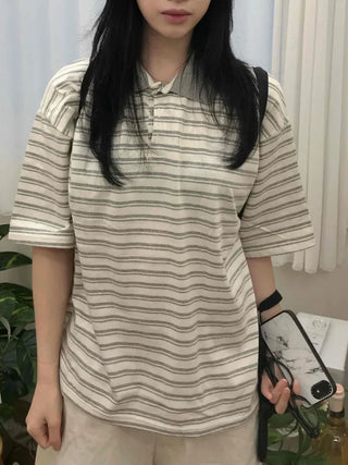 Striped Collared Loose Tee