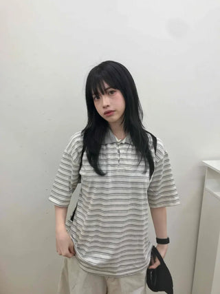 Striped Collared Loose Tee