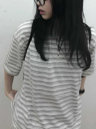 Striped Collared Loose Tee