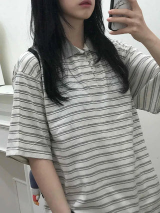 Striped Collared Loose Tee
