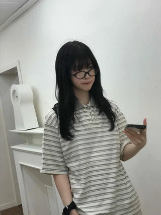 Striped Collared Loose Tee