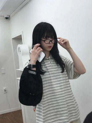 Striped Collared Loose Tee