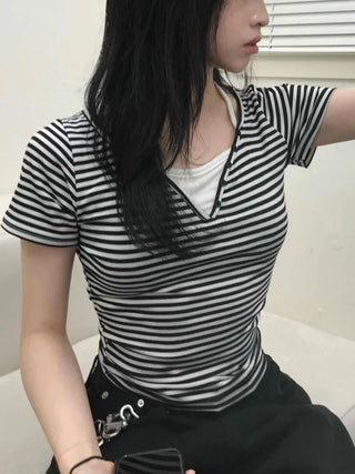 Halter Layered Striped T-shirt