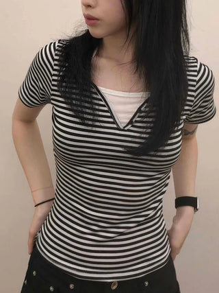 Halter Layered Striped T-shirt