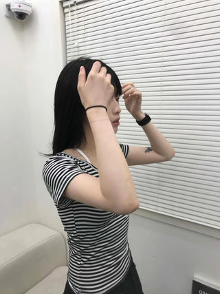 Halter Layered Striped T-shirt