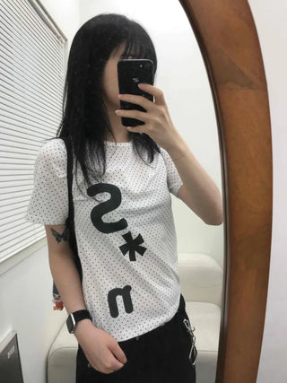 Effortless Chic Dot Kitsch Lettering T-shirt
