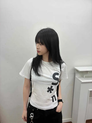 Effortless Chic Dot Kitsch Lettering T-shirt