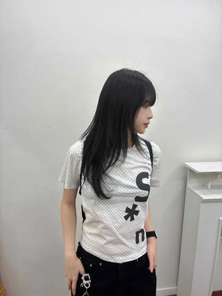 Effortless Chic Dot Kitsch Lettering T-shirt