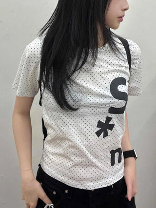 Effortless Chic Dot Kitsch Lettering T-shirt