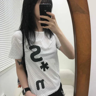 Effortless Chic Dot Kitsch Lettering T-shirt