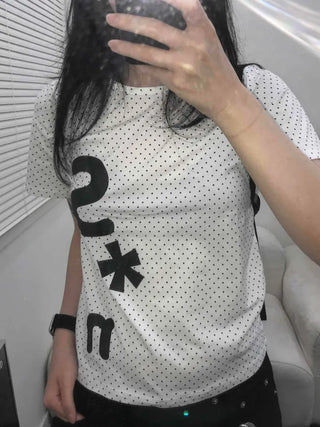 Effortless Chic Dot Kitsch Lettering T-shirt