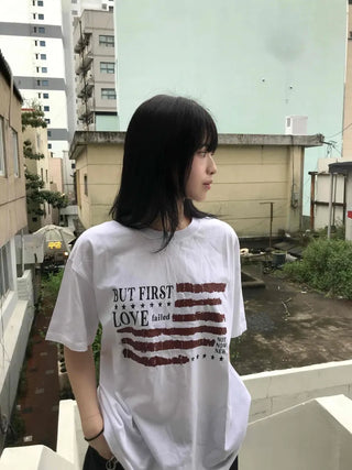 Street American Flag Print T-shirt