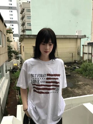 Street American Flag Print T-shirt