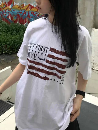 Street American Flag Print T-shirt