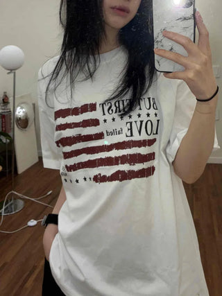Street American Flag Print T-shirt