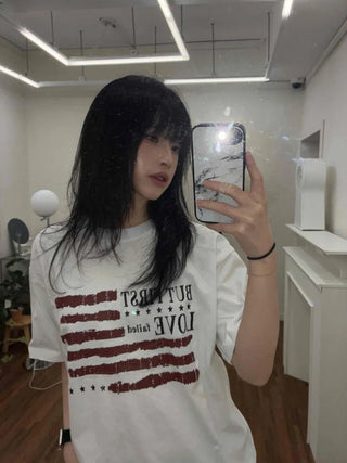 Street American Flag Print T-shirt