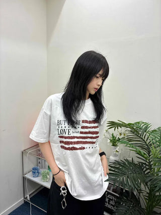 Street American Flag Print T-shirt