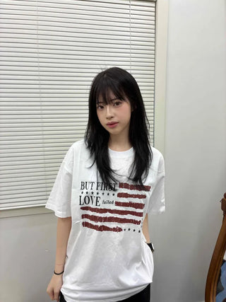 Street American Flag Print T-shirt