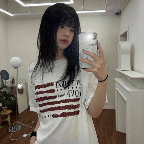 Street American Flag Print T-shirt