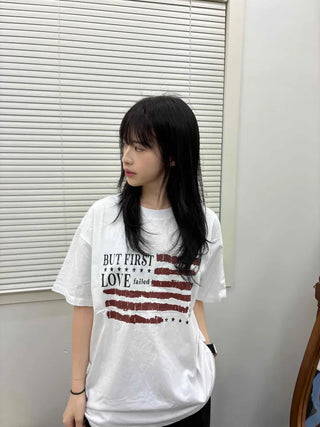 Street American Flag Print T-shirt