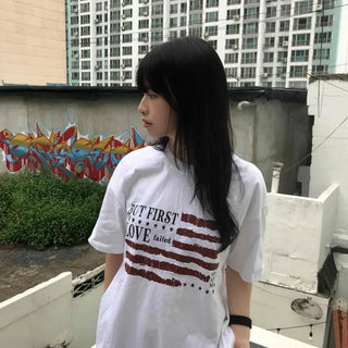 Street American Flag Print T-shirt