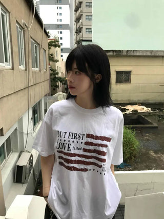 Street American Flag Print T-shirt