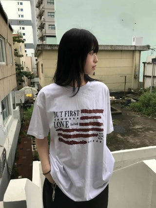 Street American Flag Print T-shirt