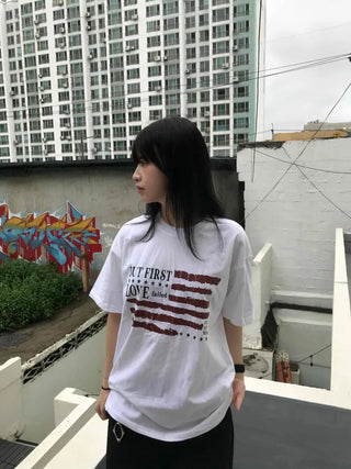 Street American Flag Print T-shirt