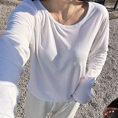 Kuma Fleece-lined Comfort Long Sleeve Long Sleeve T-shirt, Inner Long Sleeve Tee, Plain Tee, Basic Tee, Daily Essential