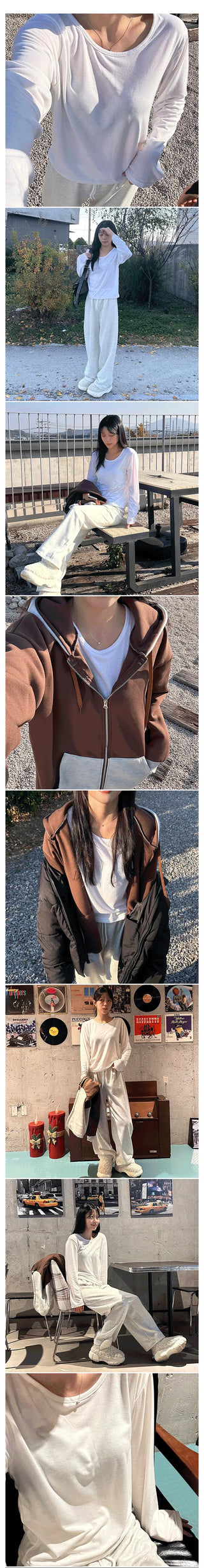Kuma Fleece-lined Comfort Long Sleeve Long Sleeve T-shirt, Inner Long Sleeve Tee, Plain Tee, Basic Tee, Daily Essential