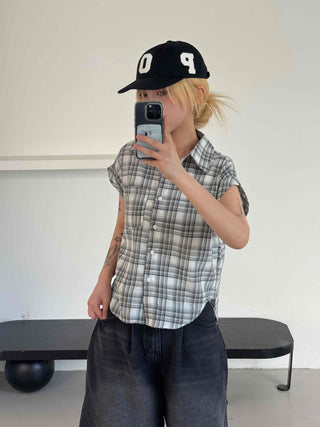 Check Avant-fit Roll-up Pocket Short Sleeve Shirt