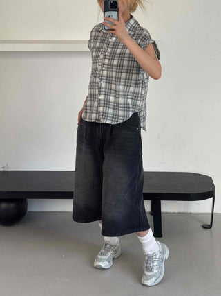 Check Avant-fit Roll-up Pocket Short Sleeve Shirt